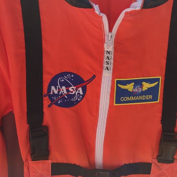 NWT Kid Astronaut Jumpsuit w/ Embroidered Cap Official Patches Orange Size 6-8 - Picture 8 of 14